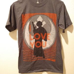 Authentic Disney Parks Excellent Star Wars T-shirt. Princess Leia "I Love You" S
